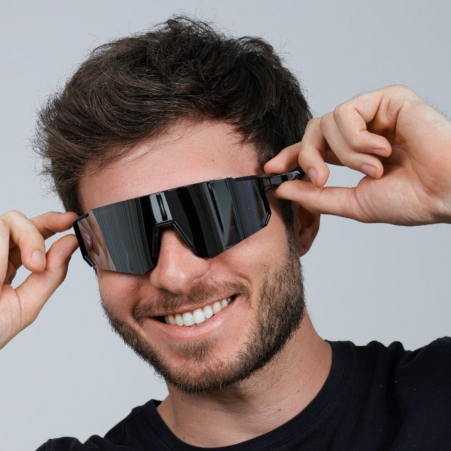 Óculos Espelhado Sol Esportivo Unissex Bike Corrida Running Espelhado Azul Masculino Retangular Praia Viagem Nacional em Oferta na Shopee