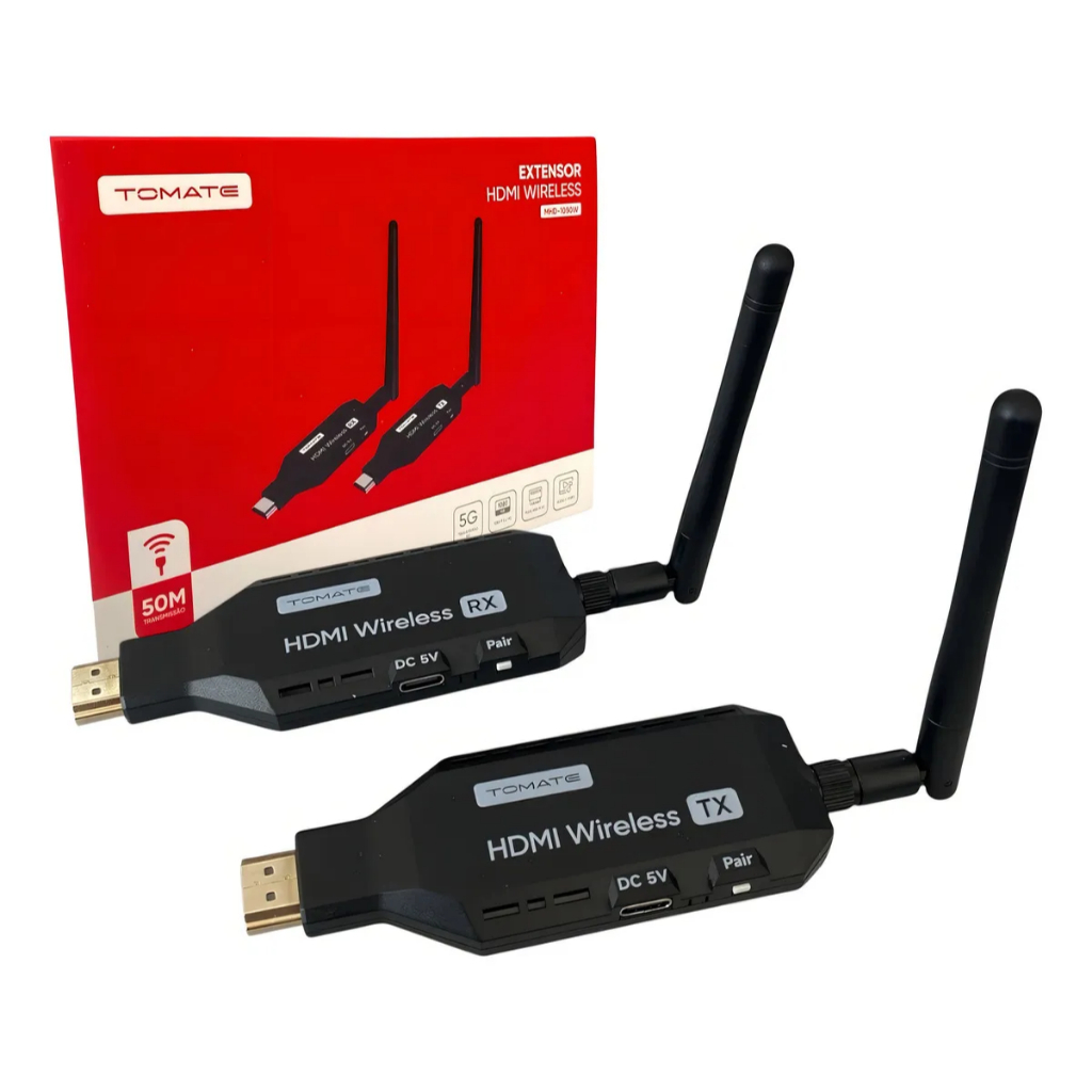 Extensor Transmissor Hdmi Preto 1080p Sem Fio Wireless