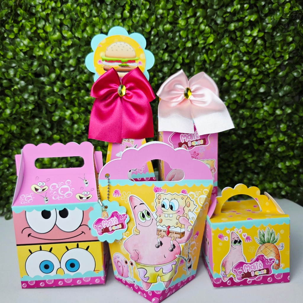 Kit Caixa Montada BOB ESPONJA MENINA ROSA - Personalizados - Festa infantil - Aniversário - Lembrancinha