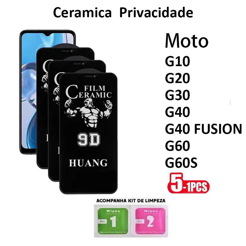 Pelicula de Ceramica 9D Privacidade  Anti Spy Para Moto G10 G20 G30 G40 G40 Fusion G60 G60S em Oferta na Shopee