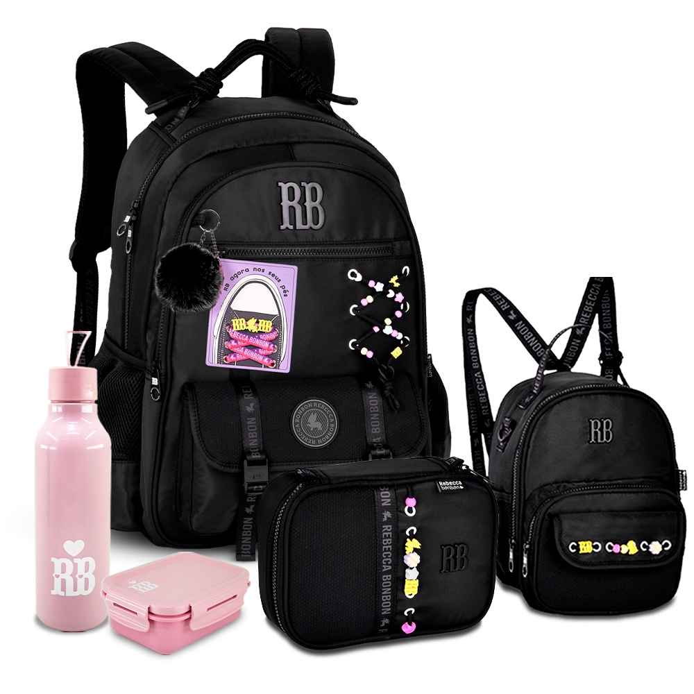 Kit Mochila Rebecca Bonbon Espaçosa Lancheira Térmica Estojo Box Escolar em Oferta na Shopee