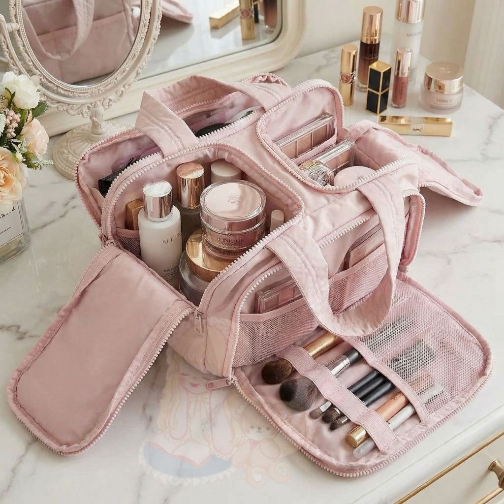 Bolsa cosmética portátil de grande capacidade, lavagem portátil de cosméticos para viagem, armazenamento em Oferta na Shopee