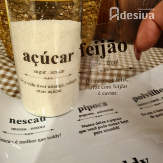 Adesivos Para Potes de Cozinha Mantimentos 7x7cm Modelo Dicionário Divertido Organizadores De Potes em Oferta na Shopee