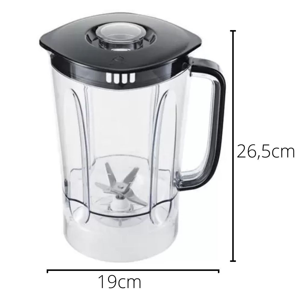 Copo Liquidificador Compatível Philco PLQ1400 Preto Com Tampa