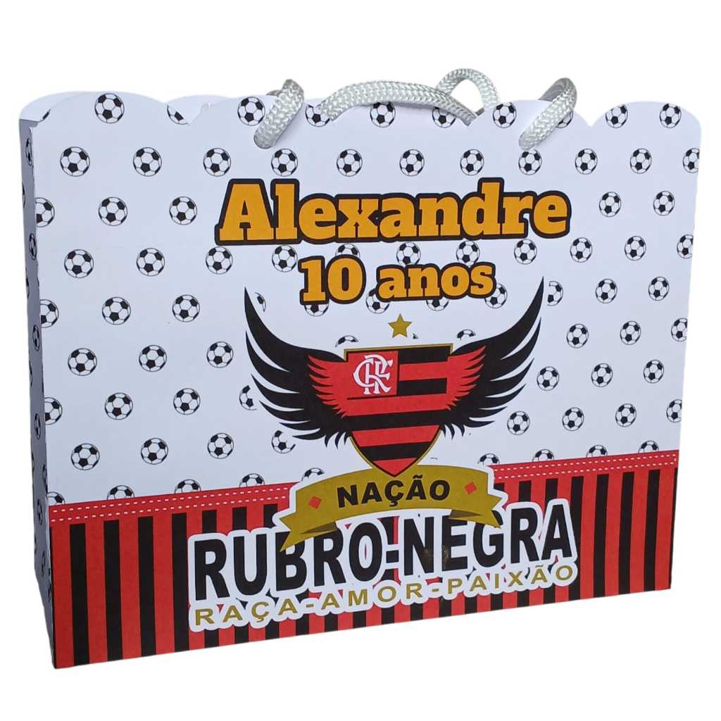 "Sacolinha Personalizada Flamengo Lembrancinha Aniversário Festa Infantil 18,5x14,5x6,5"