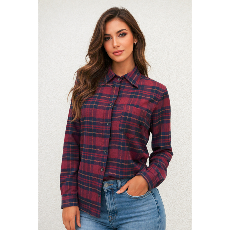 Camisa Xadrez Feminina em Flanela  Perfeita  Estilo, Conforto e Versatilidade no Dia a Dia em Oferta na Shopee