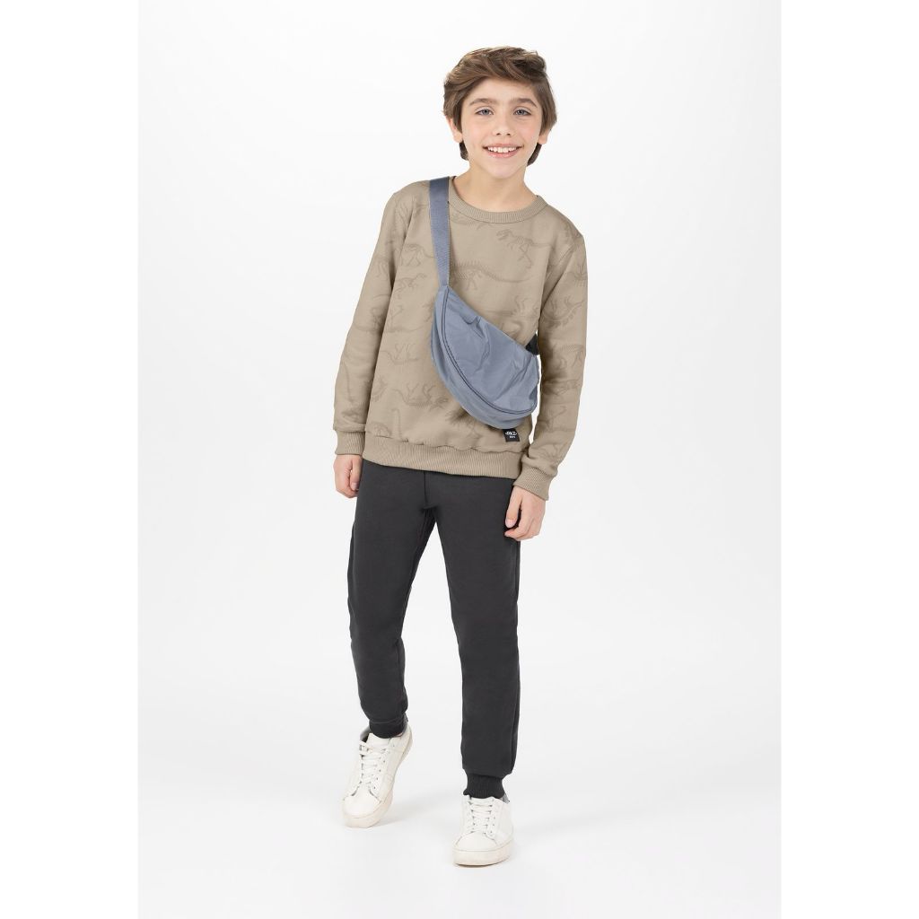 Conjunto Moletom Felpado Alakazoo Masculino Fóssil Bege e Verde - 19565