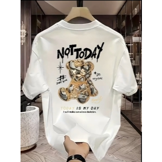 Camiseta Estampada Estilo Urso Not Today Moderno Exclusivo 100% Algodão