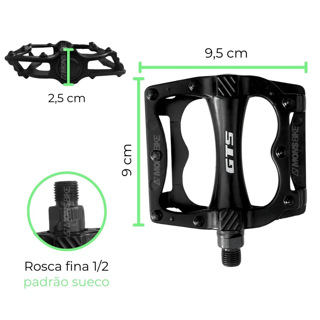 PAR PEDAL BIKE ALUMÍNIO GTS PLATAFORMA ROSCA 1/2 em Oferta na Shopee