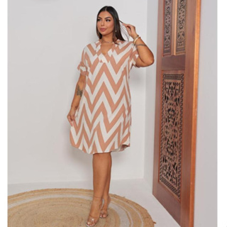 Vestido Chemise Feminina Plus Size Estampado em Oferta na Shopee