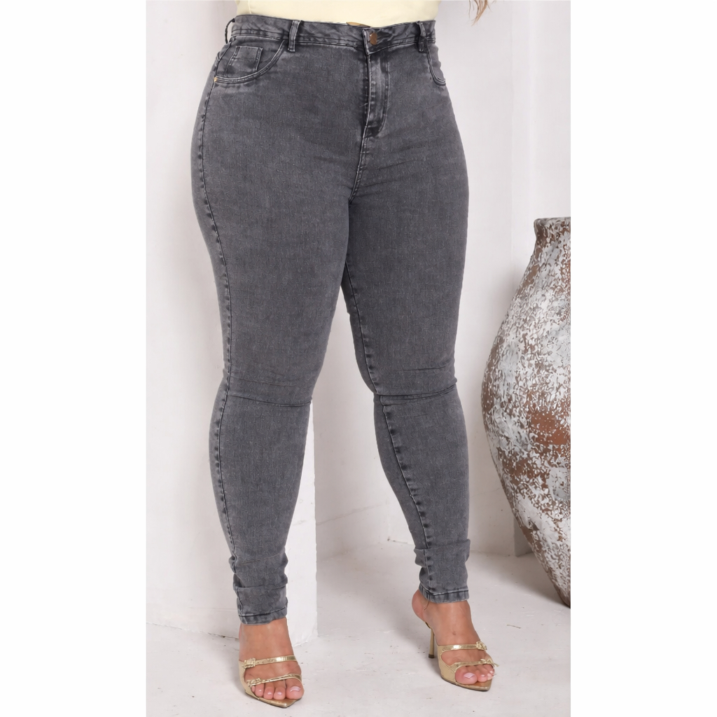 Calça Jeans Marmorizada Feminina Plus Grafite Chumbo Lycra Cintura Alta Skinny Blogueira Tendência em Oferta na Shopee