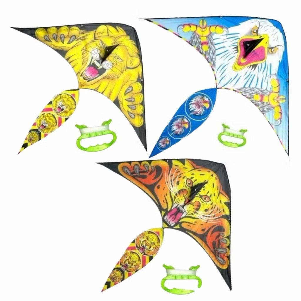 Pipa Sortida Águia Leão Tigre Gavião Em Poliester 3d Importada + 30 Mts Linha Nylon