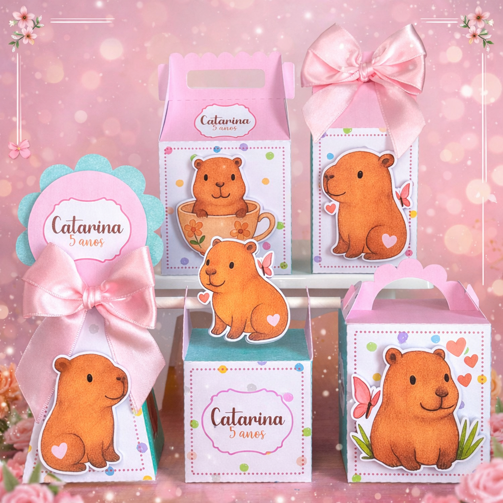 Kit festa tema Capivara Caixinha Personalizada lembrancinha aniversário capivara