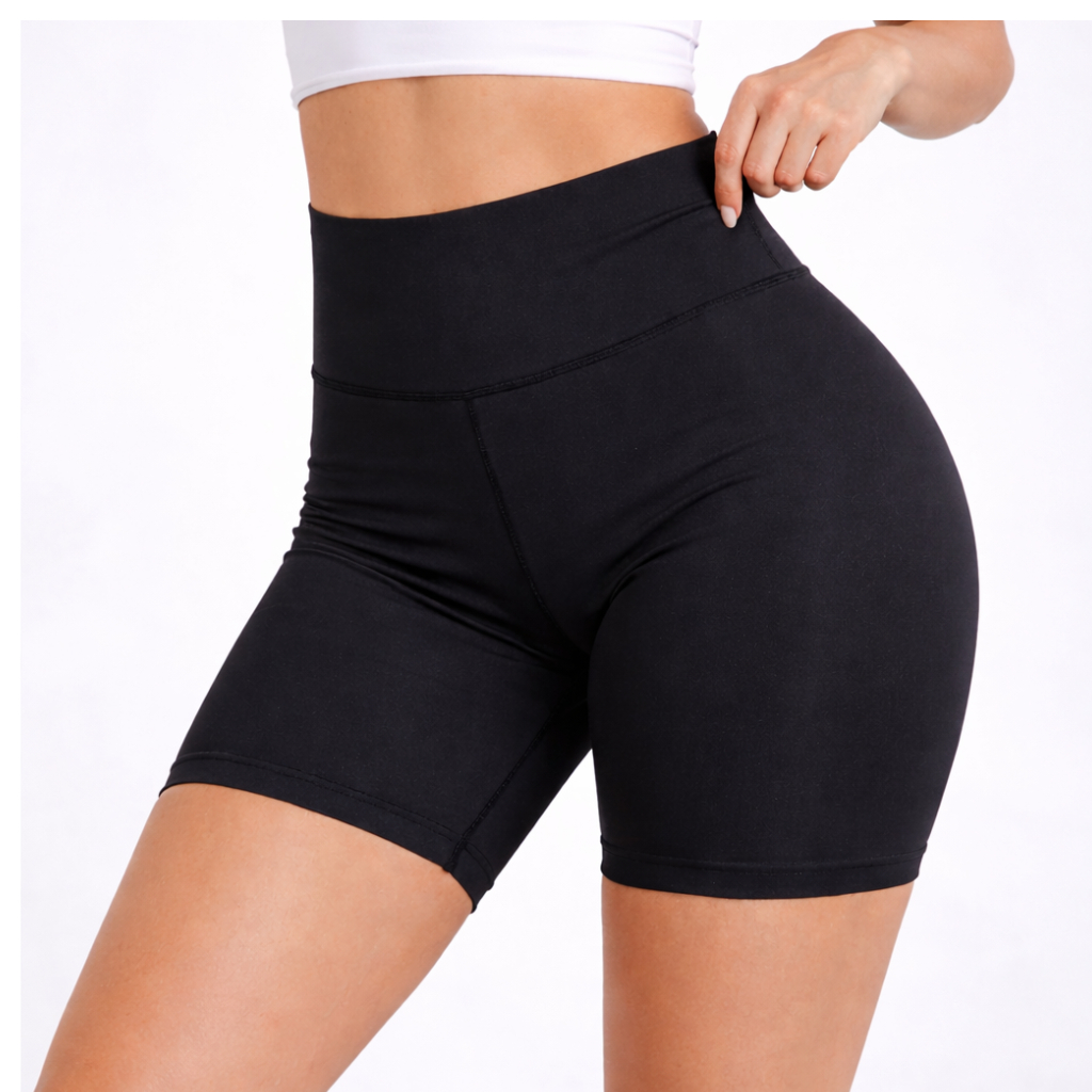 Short Feminino Poliamida Premium Cintura Alta Academia Confortável Zero Transparência