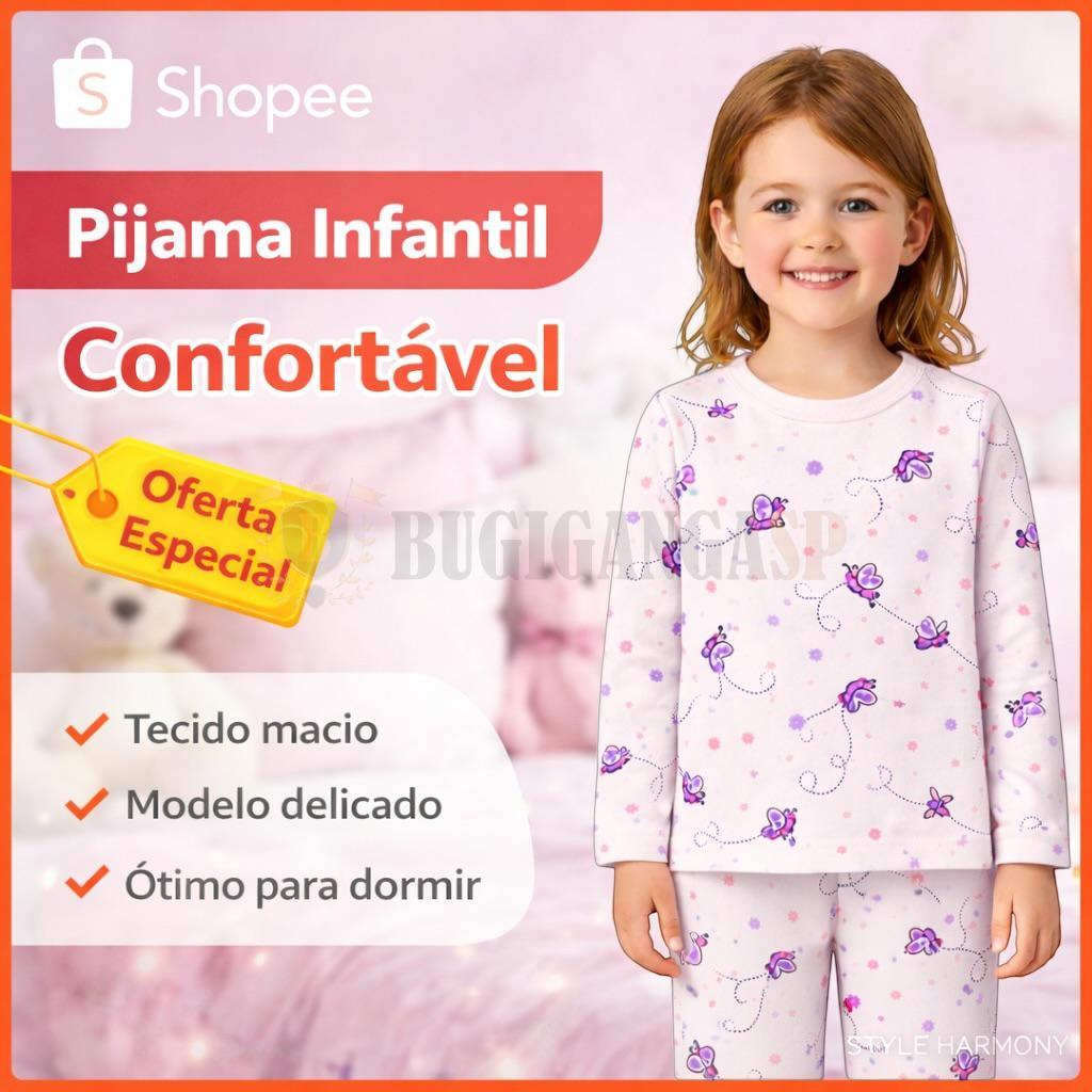 Pijama Infantil Menina 100% Algodão 02 ao 10 Confortável Macio com  Estampas Divertidas