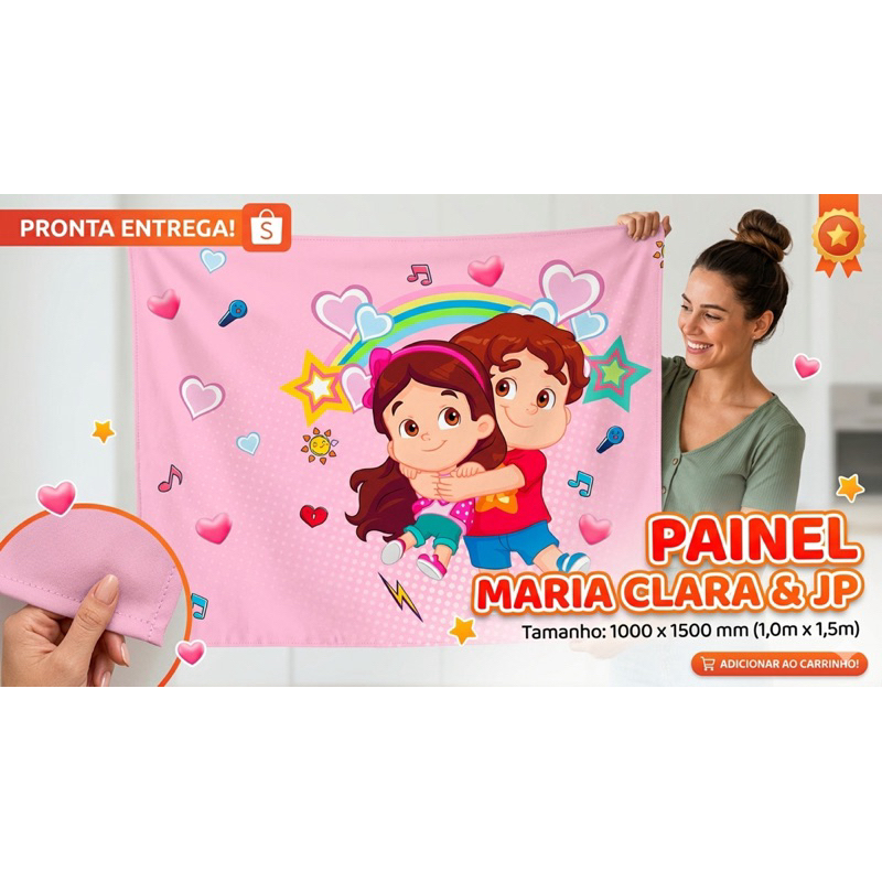 Painel Retangular Clara e JP Amigos Inseparável 1000 x 1500