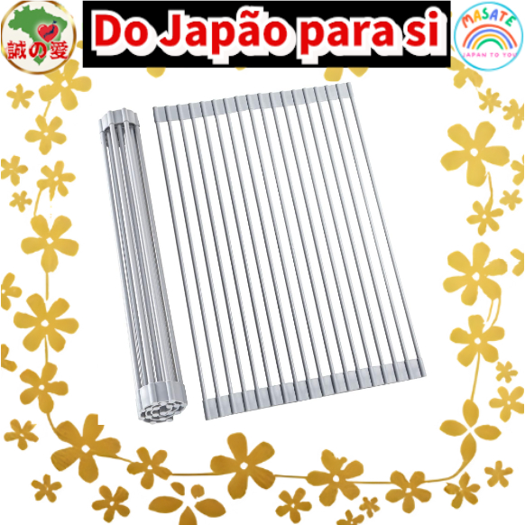 Ohuhu Escorredor Multiuso em Silicone e Aço Inox - Suporte Dobrável para Secar Louças e Vegetais, Resistente até 240°C,