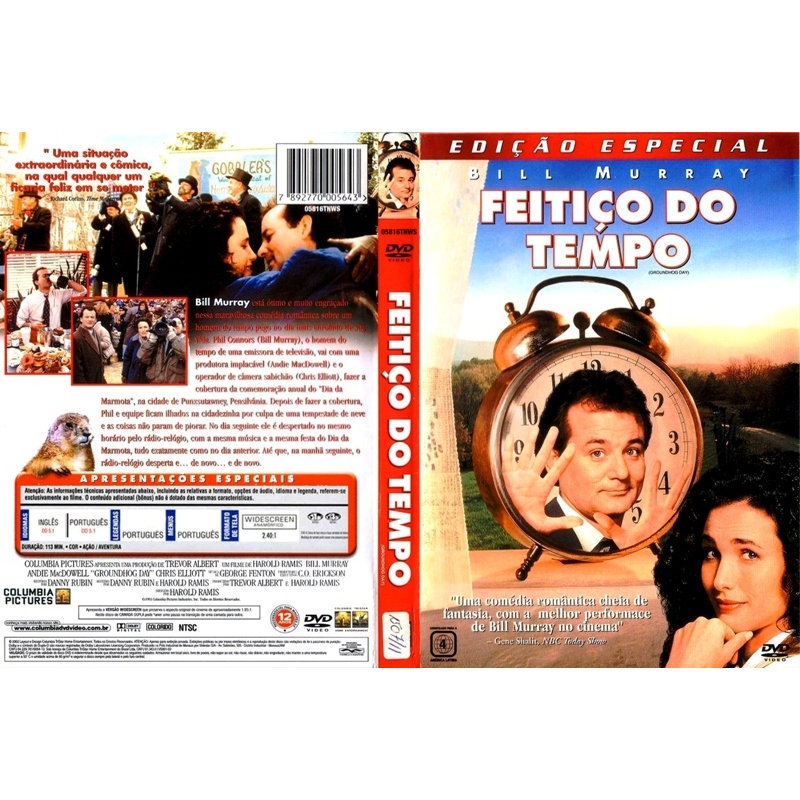 Feitiço Do Tempo Ed Do 15 Aniversario Dublado E Legendado AUTORADO FÃ MADE    Sinopse: Bill Murray está o máximo, hilari