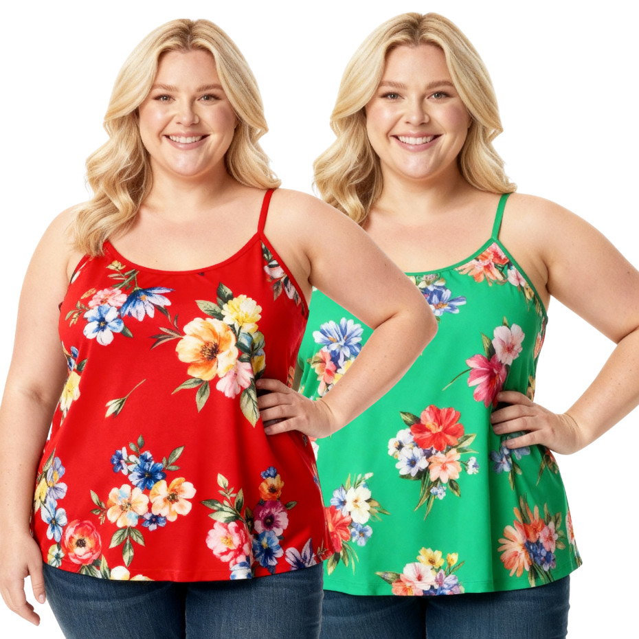 Kit 2 Blusas Plus Size Regata Liganete Estampas Variadas an2