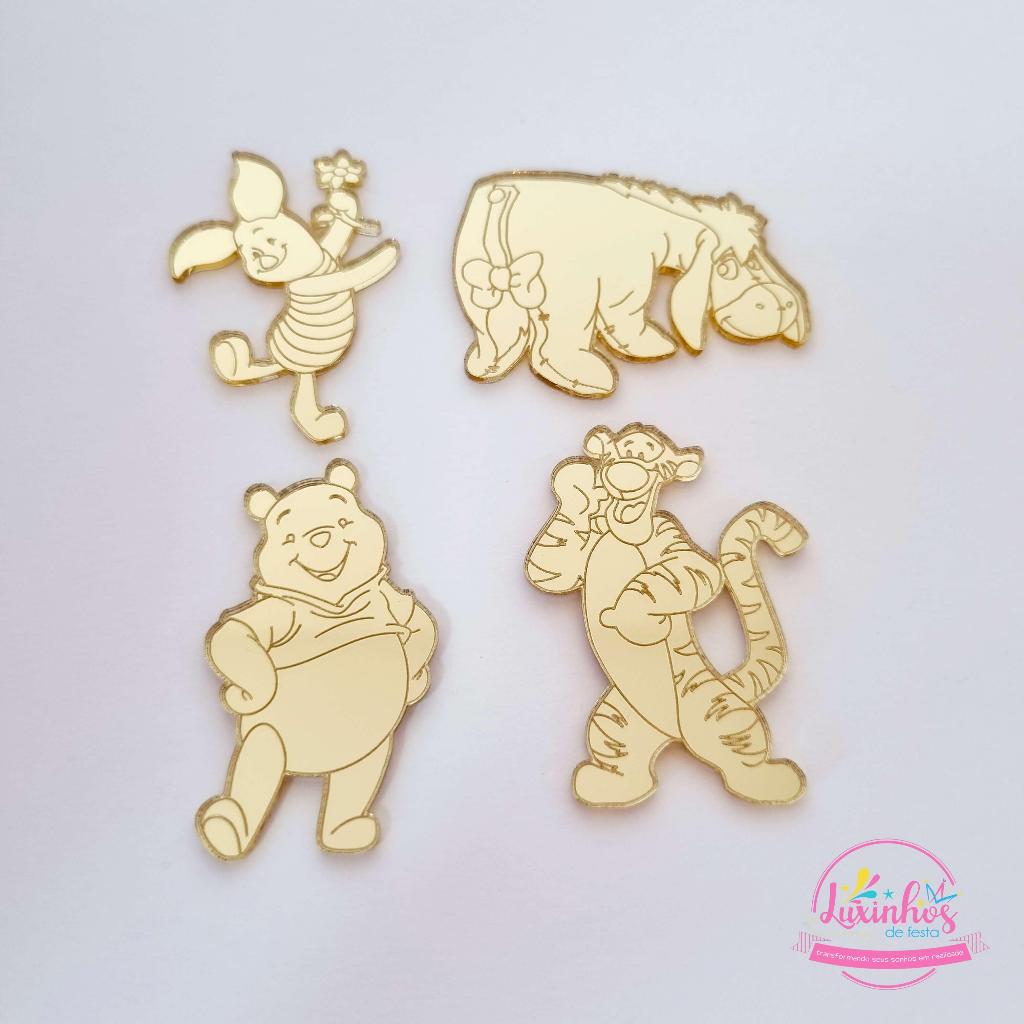 10/20/30 Apliques - Personagens do Ursinho Pooh - Acrílico Espelhado
