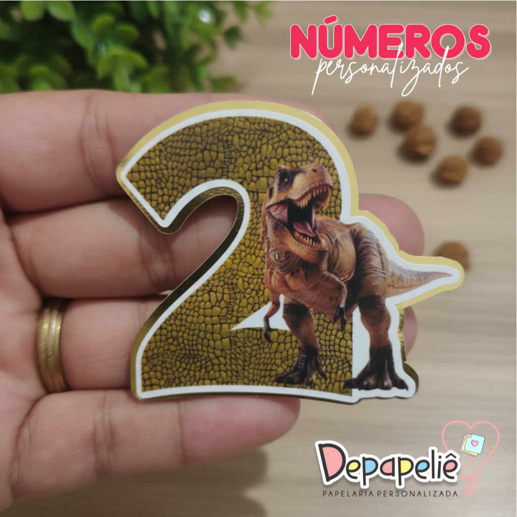 10 Apliques Numeros 3D Personalizados DINOSSAURO T REX Lembrancinha Festa Infantil Aniversário