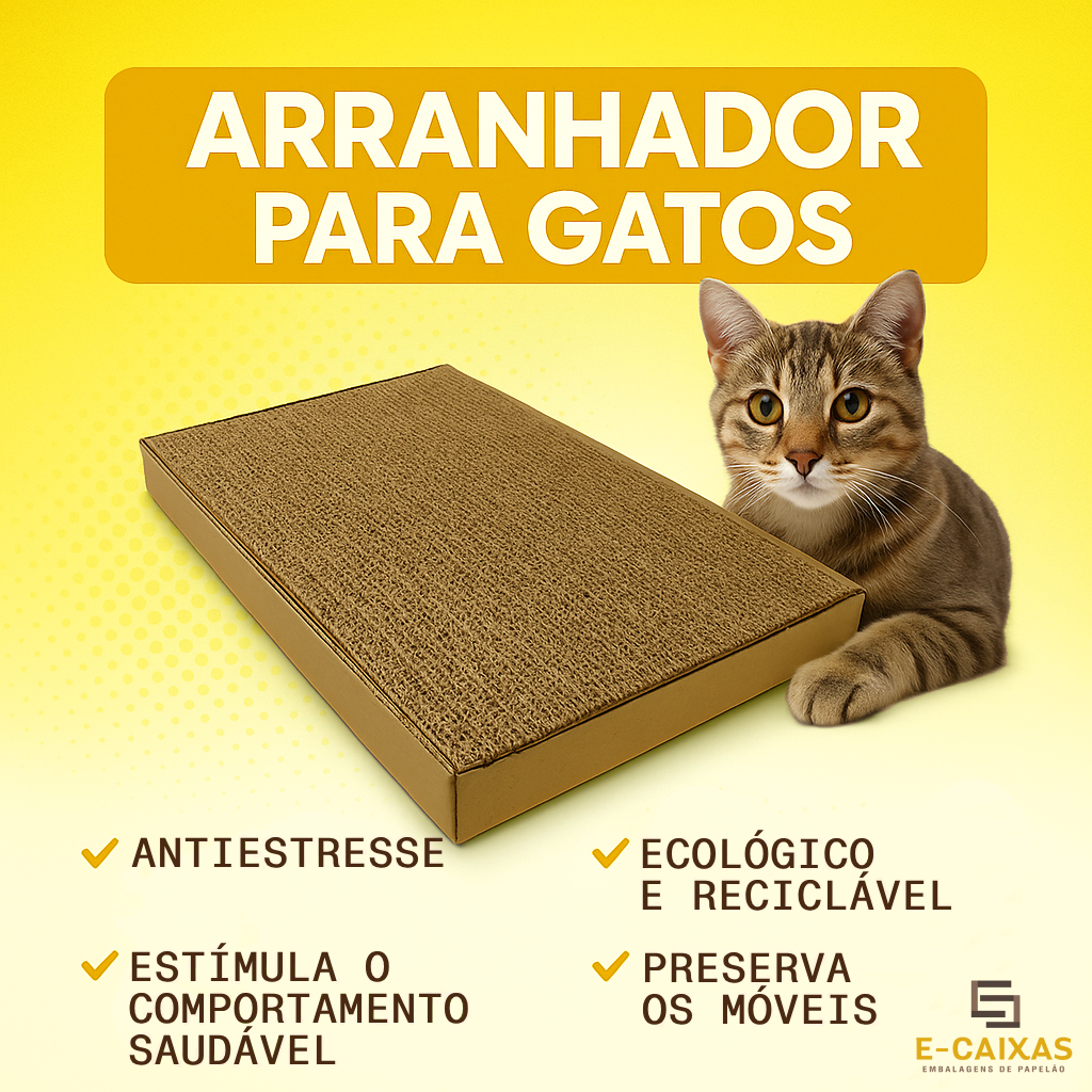 Arranhador para Gatos Papelão Reforçado | Anti Estresse | Protetor de Sofá | Brinquedo Natural