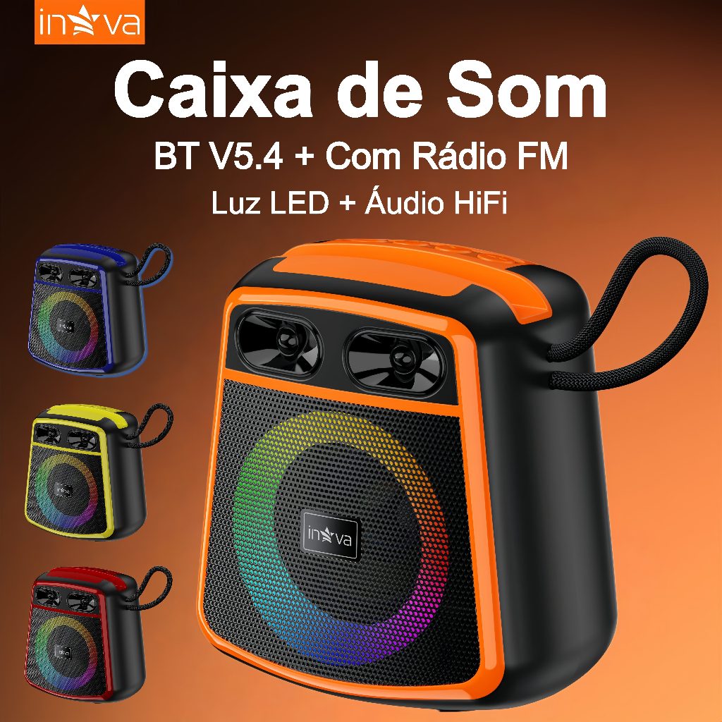 Inova Caixa de Som TWS（10W）— Ideal Para Festas,  • Com Rádio FM, Luz LED + Áudio HiFi + BT V5.4 em Oferta na Shopee