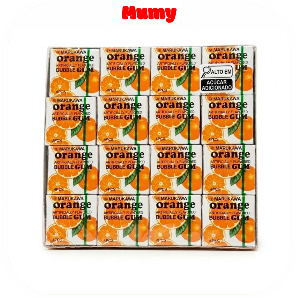 Chiclete De Laranja Sabor Orange Marukawa 260g - Orange Bubble Gum - Mumy box