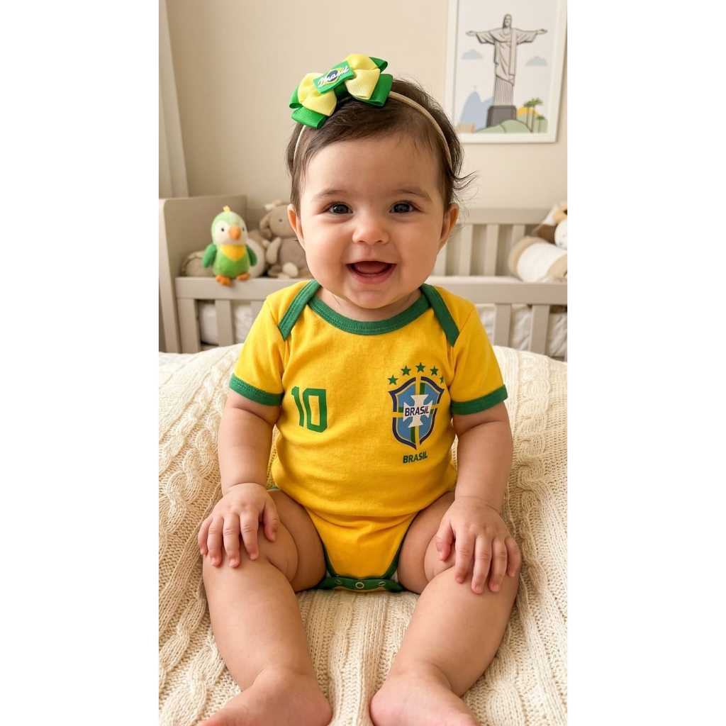 Body menina seleção brasileira + laço mesversaio