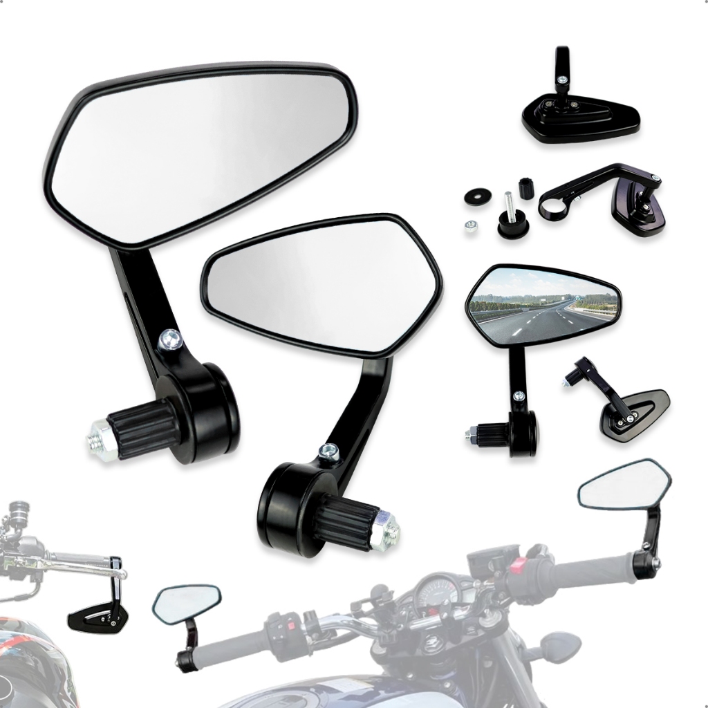 Retrovisor Acessorios Para Moto Retrovisor Cafe Racer Ponta Guidão Custom Metal Universal Aluminio em Oferta na Shopee