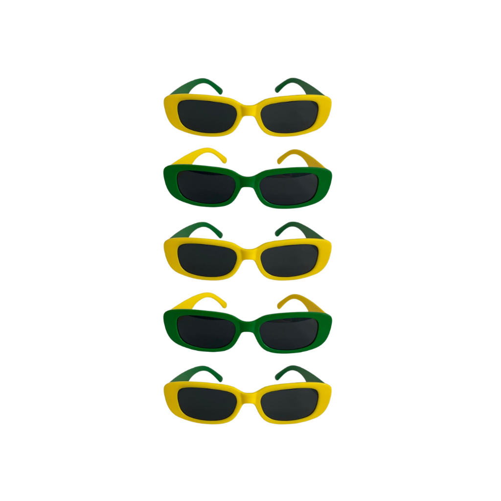 Kit 5 Oculos Brasil Copa Do Mundo Seleção Retro Verde E Amarelo
