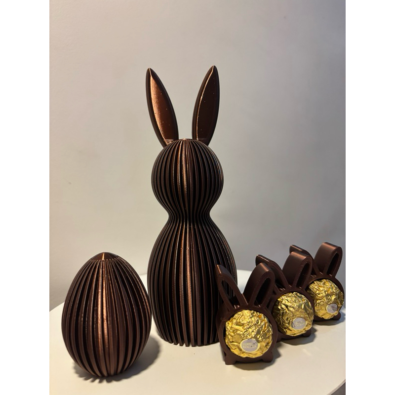 Kit Páscoa Coelho Decorativo + Porta Chocolate Ferrero – Impressão 3D em PLA