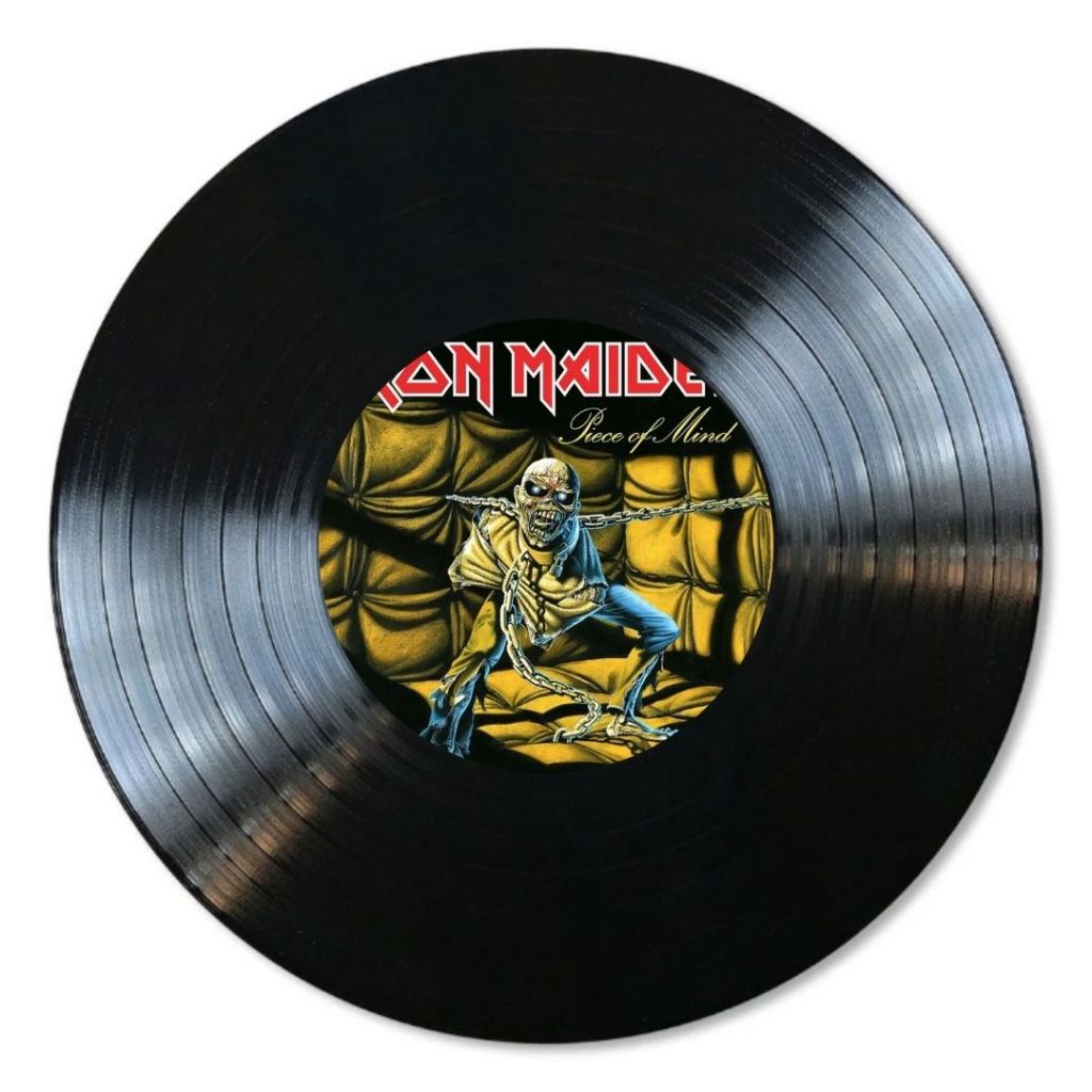 Disco de Vinil Decorativo Iron Maiden 30cm – Decoração de Parede Heavy Metal com Fita Dupla Face