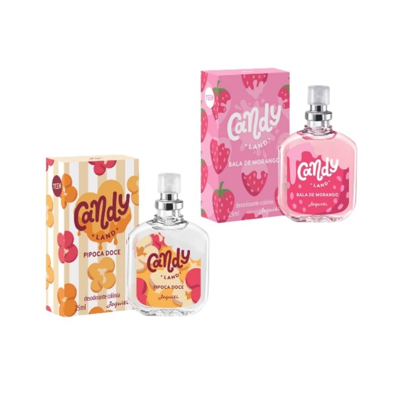 KIT 2 COLÕNIAS CANDY LAND PIPOCA DOCE + BALA DE MORANGO 25ML