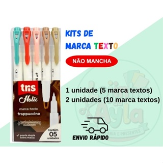 KIT MARCA TEXTO 5 CORES TRIS HOLIC FRAPPUCCINO PONTA DUPLA MACIA CORES CLARO TONS CAFÉ PASTEL em Oferta na Shopee