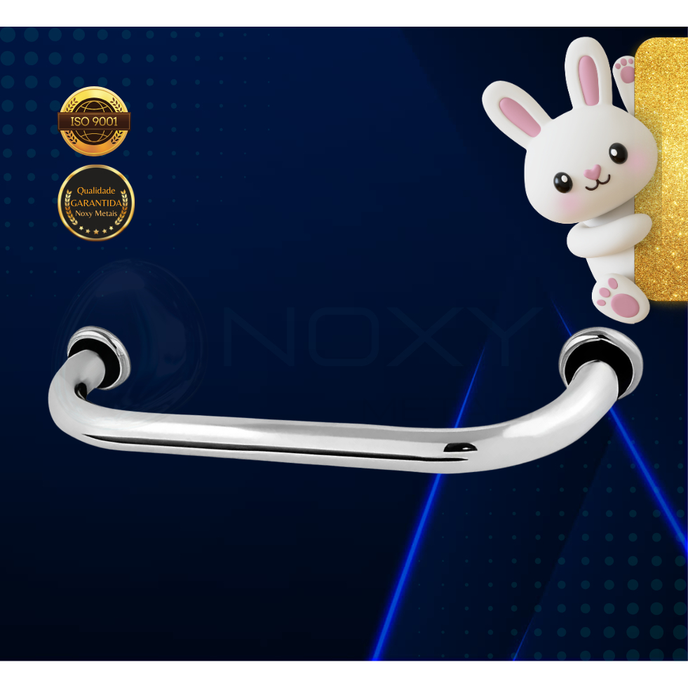 Barra suporte de apoio idoso 40 cm (inox) - 100% metal