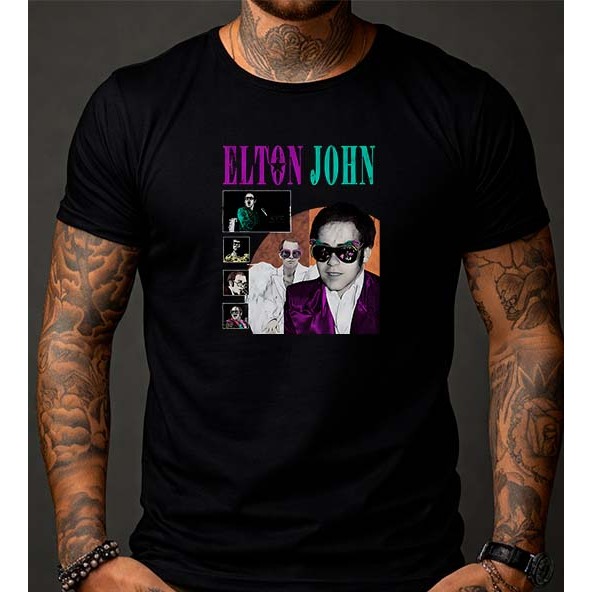 Camiseta Camisa Blusa Elton John Pianista Cantor Britanico Pop Lançamento Premium 100% Algodão Maculino e Feminino