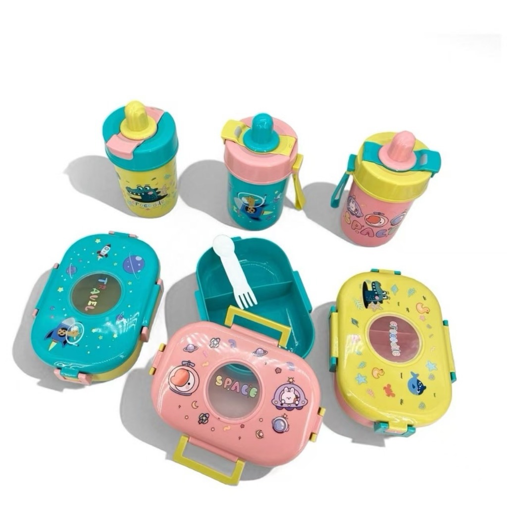 Kit Marmita Infantil com Copo 550ml Escolar Lancheira Plástico Criança