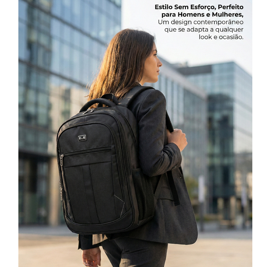Mochila Executiva Grande Impermeável Reforçada para Notebook para Faculdade, Trabalho e Viagem RC-0302A