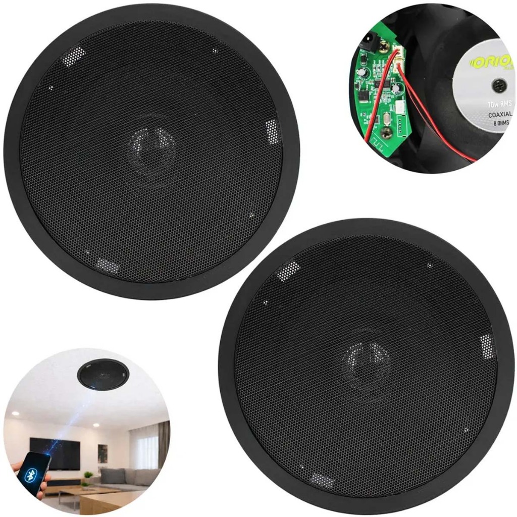 Caixa Som Ambiente Embutir Arandela Bluetooth + Arandela Passiva Preta casa teto gesso loja bar
