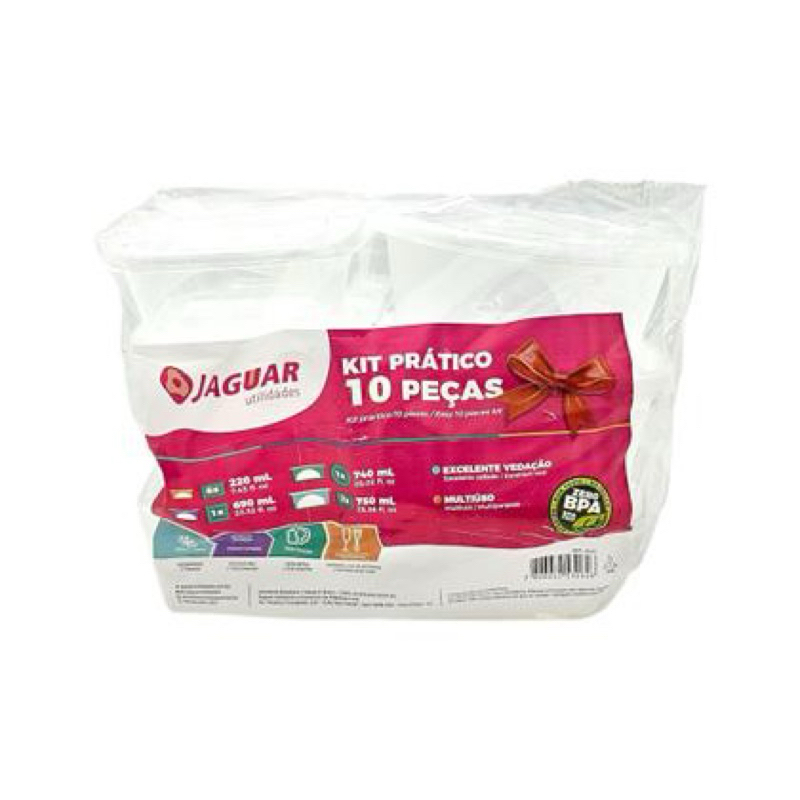 Kit Potes Plásticos  10 Peças – Jaguar Utilidades