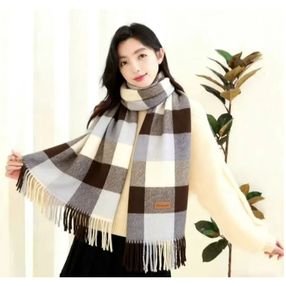 Cachecol Xadrez Feminino Lenço Pashimina Echarpe Masculino Unissex Para Frio Inverno