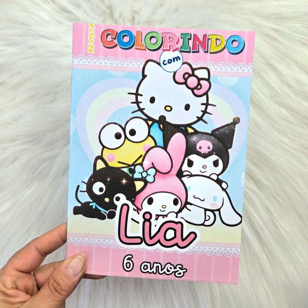 Livrinho de colorir Personalizado Hello Kitty e Amigos/Lembrancinha Aniversário/Festa Infantil