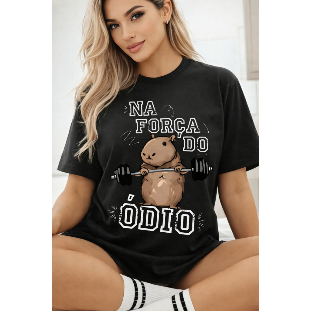 Camiseta Oversized Feminina Academia Na Força do Ódio Streetwear 100% Algodão Frete Grátis Rápido em Oferta na Shopee