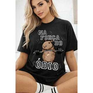 Camiseta Oversized Feminina Academia Na Força do Ódio Streetwear 100% Algodão Frete Grátis Rápido em Oferta na Shopee