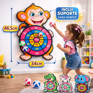 Jogo Acerte o Alvo Educativo Infantil Velcro com Bolinhas + Suporte Parede Brinquedo em Oferta na Shopee