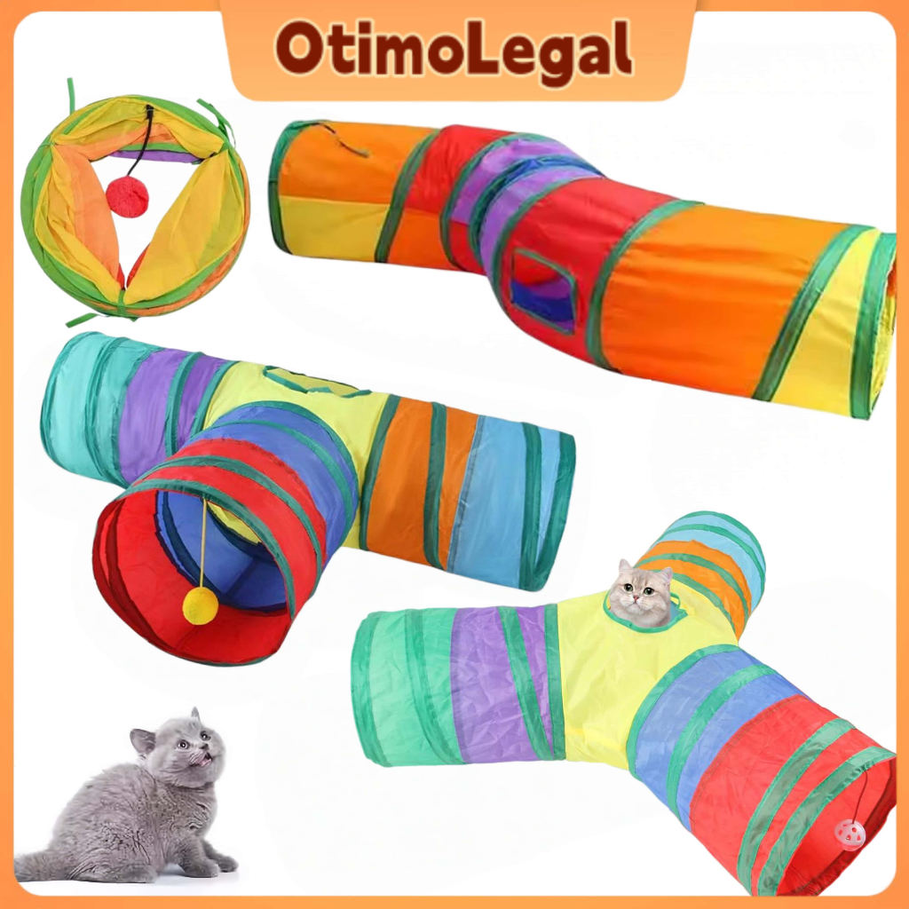 Túnel Colorido Gato Interativo Cachorro Labirinto Dobrável Pet Playground Toca Brinquedos Gatos em Oferta na Shopee