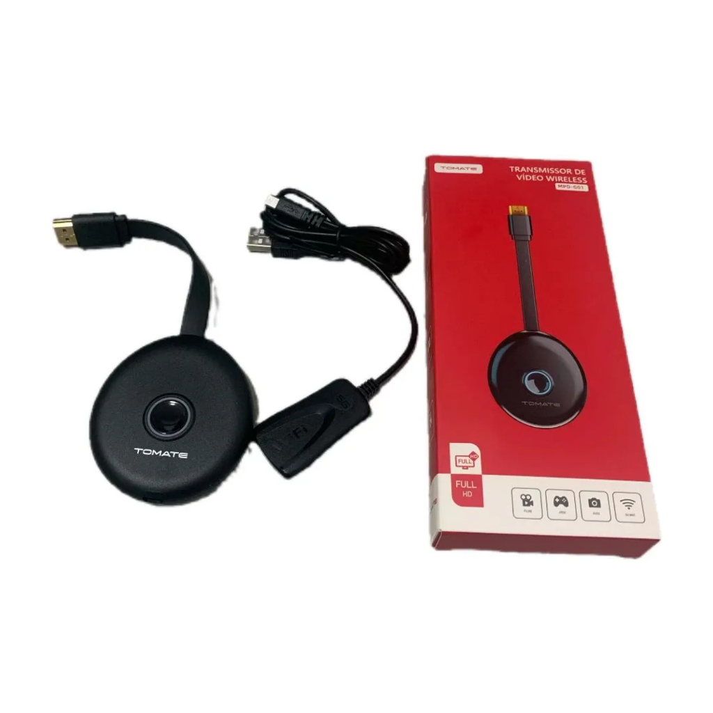 Transmissor De Vídeo Wireless 1080p Tomate Para Projetor Tv Preto