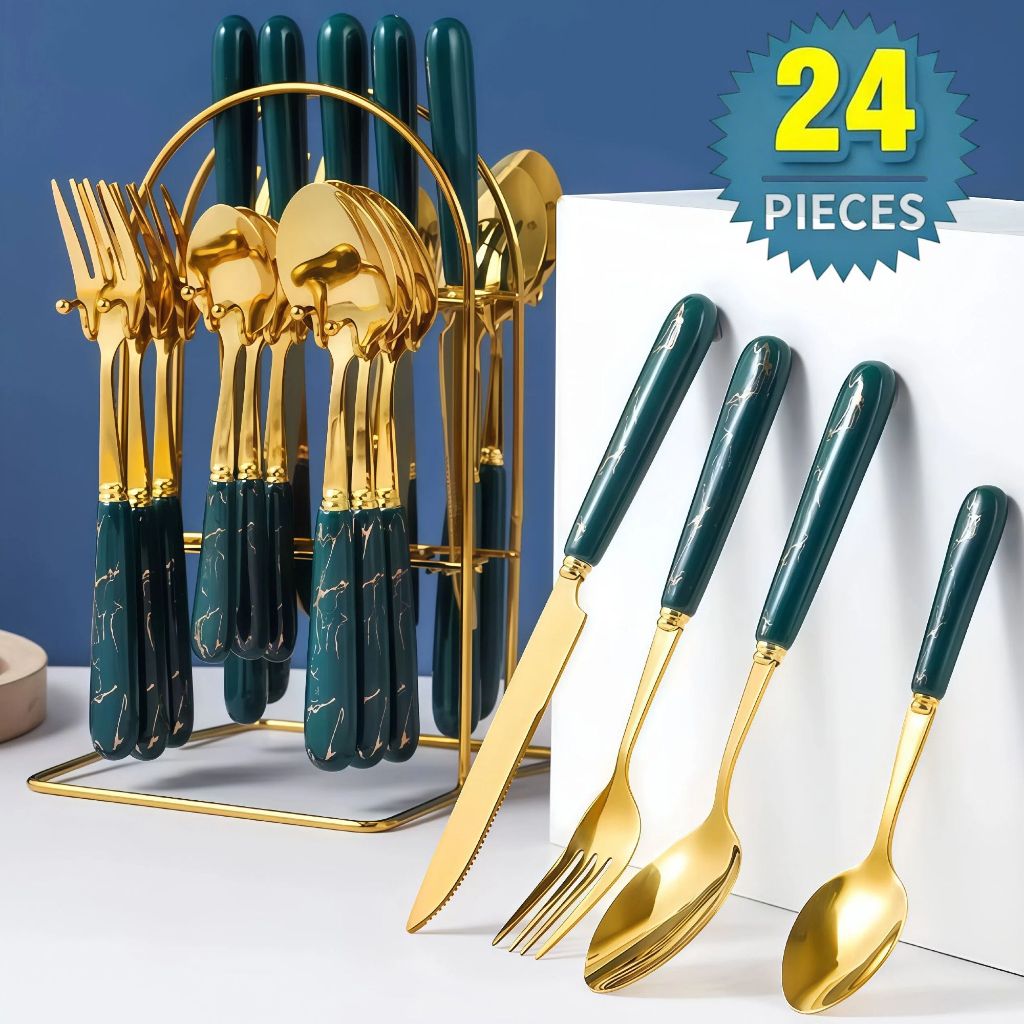 Kit 24/48 peças Talheres Colher Garfo Faca aço inoxidável de luxo  (Sem Suporte) Para Casa e Catering de Hotel em Oferta na Shopee