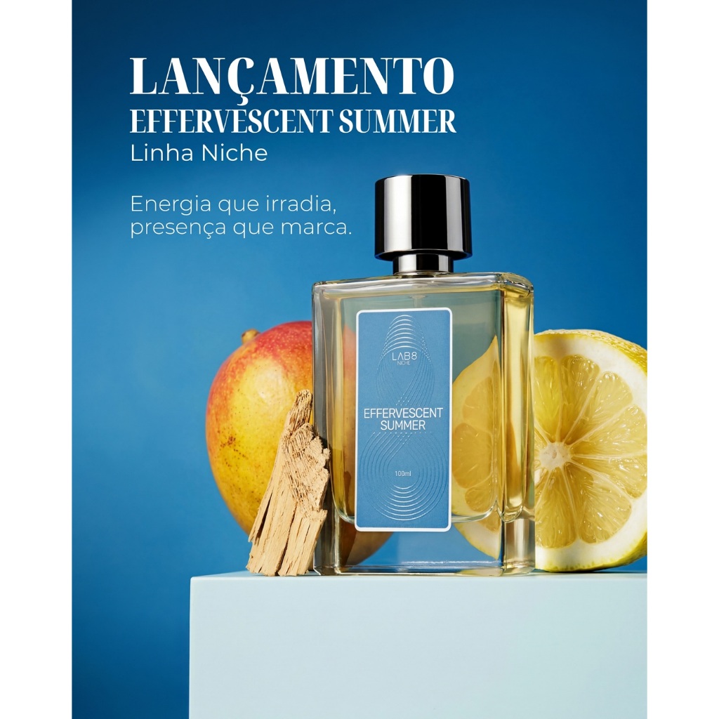 Perfume Effervescent Summer Lab 8 Niche 100ml – Cítrico Frutado Unissex Fresco Tropical Alta Fixação
